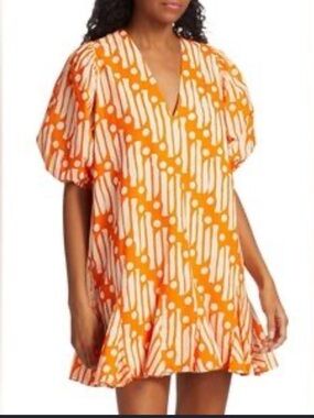 RHODE Orange and White Polka Dot Mini Dress